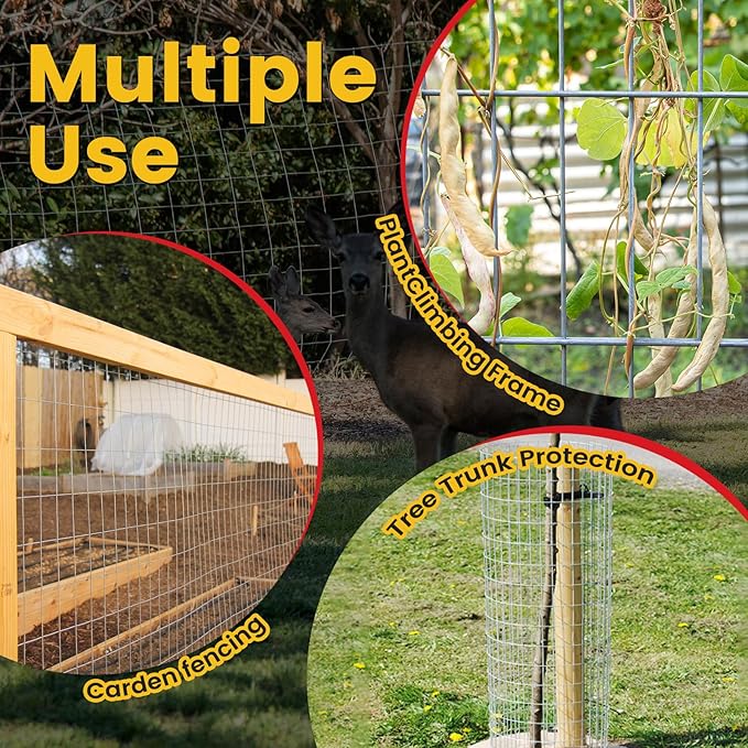 Welded Wire Fence Hot Dip Galvanizing Chicken Wire Fencing Roll,2 Inch x 4 Inch 15GA Garden Fence,4 x 50 Foot Metal Poultry Netting Use for Animals Yard Vegetable Plant Protection