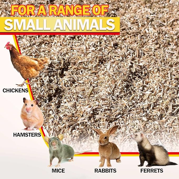 Hemp Bedding for Chicken Coop, Small Animal Litter for Guinea Pig, Hamster, Bunny Rabbit, Snake, Ferret, Tortoise, Rat and More - Pine Wood Shavings Alternative for Chickens and Poultry (1 cuft)