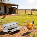 Large Capacity Chicken Grit and Oyster Shell Feeder,Rodent Proof No Waste Treadle Chicken Feeder,Galvanized Metal Poultry Duck Feeders,with Weatherproof Lid,for Chickens Hens Ducks (Silver)