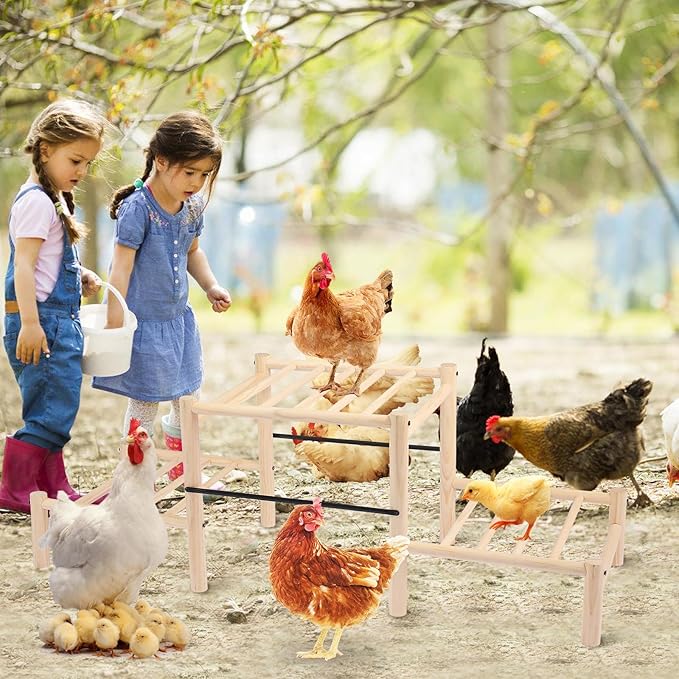 Chicken Perch, Natural Beech Wood Roosting Ladder, Chick Perch for Strong Wooden Roosting Bar for Poultry, Jungle Gym & Toys.