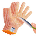 Cutting Gloves, Food Grade Level 5 Protection, Safety Kitchen Cut Gloves for Oyster Shucking, Fish Fillet Processing, Mandolin Slicing, Meat Cutting and Wood Carving. (Orange-Small 2 Pairs)