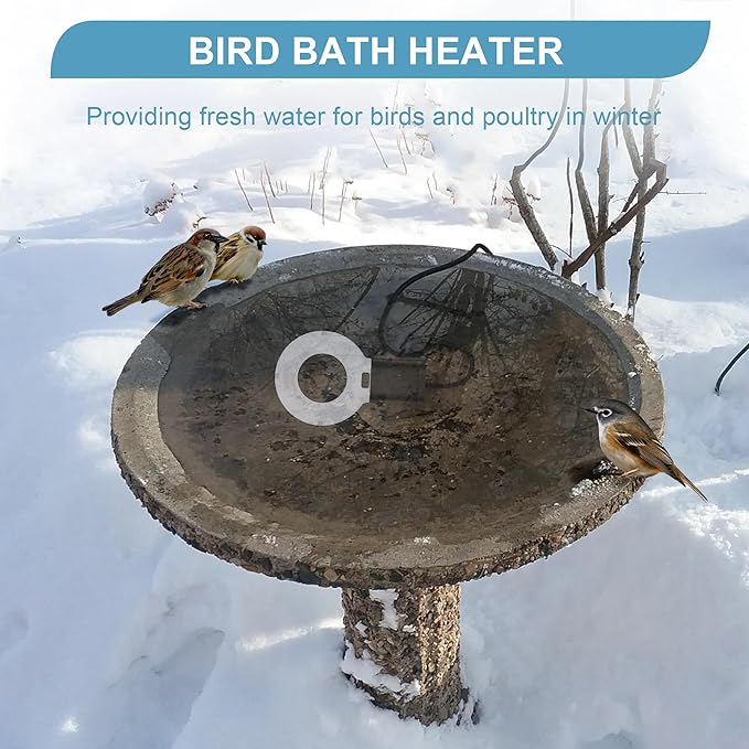 150 Watt Utility De-Icer Submergible Cast Aluminum Chicken Water Heater for Winter Bird Bath Heater (1, White)