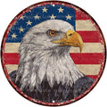 Vintage Bald Eagle Round Metal Sign Retro American flag Tin Sign Nostalgic Patriotism Wall Decor Decorations for Home Bedroom Living Room Cafe Bar Kitchen Yard Fence Door Outside 8 * 8 In