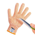 Cutting Gloves, Food Grade Level 5 Protection, Safety Kitchen Cut Gloves for Oyster Shucking, Fish Fillet Processing, Mandolin Slicing, Meat Cutting and Wood Carving. (Orange-Small 1 Pairs)