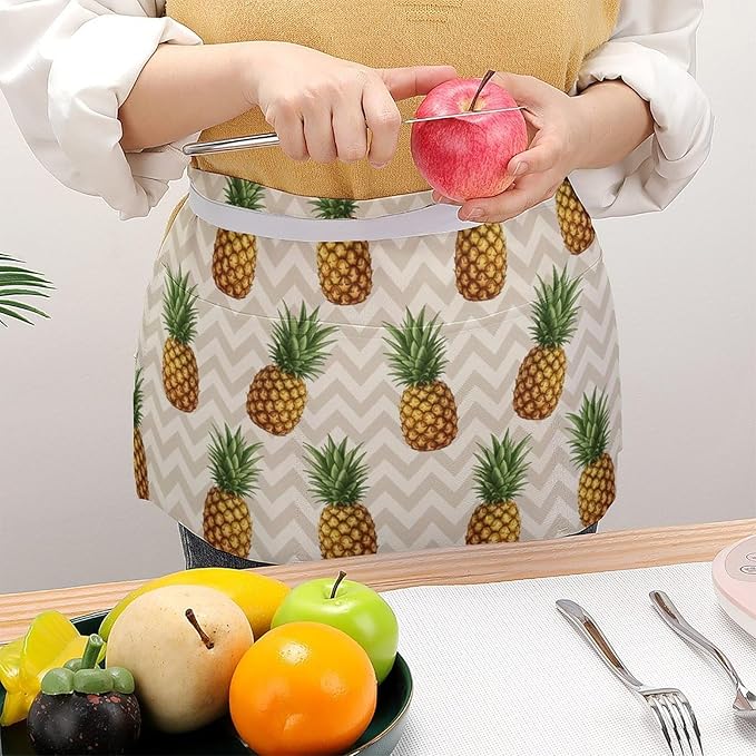 Server Apron with 3 Pockets Waist Waiter Waitress Half Apron Short Aprons