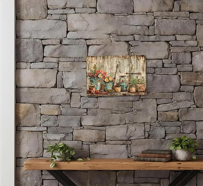 Vintage Flower Garden Metal Sign Rustic Farmhouse Daisy Floral Wildflowers Tin Signs Still Life Gardening Aluminum Wall art for Home Garden Patio Farm Yard Bar Bathroom Decor 8x12 Inch