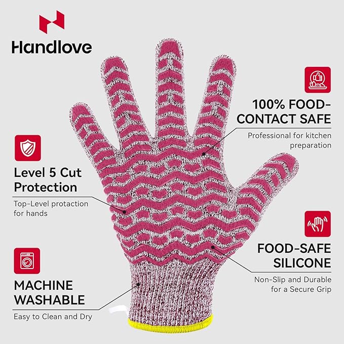 HandLove Cut Resistant Gloves, 100% Food Contact Safe, CE Level 5 Premium Protective Cutting Gloves