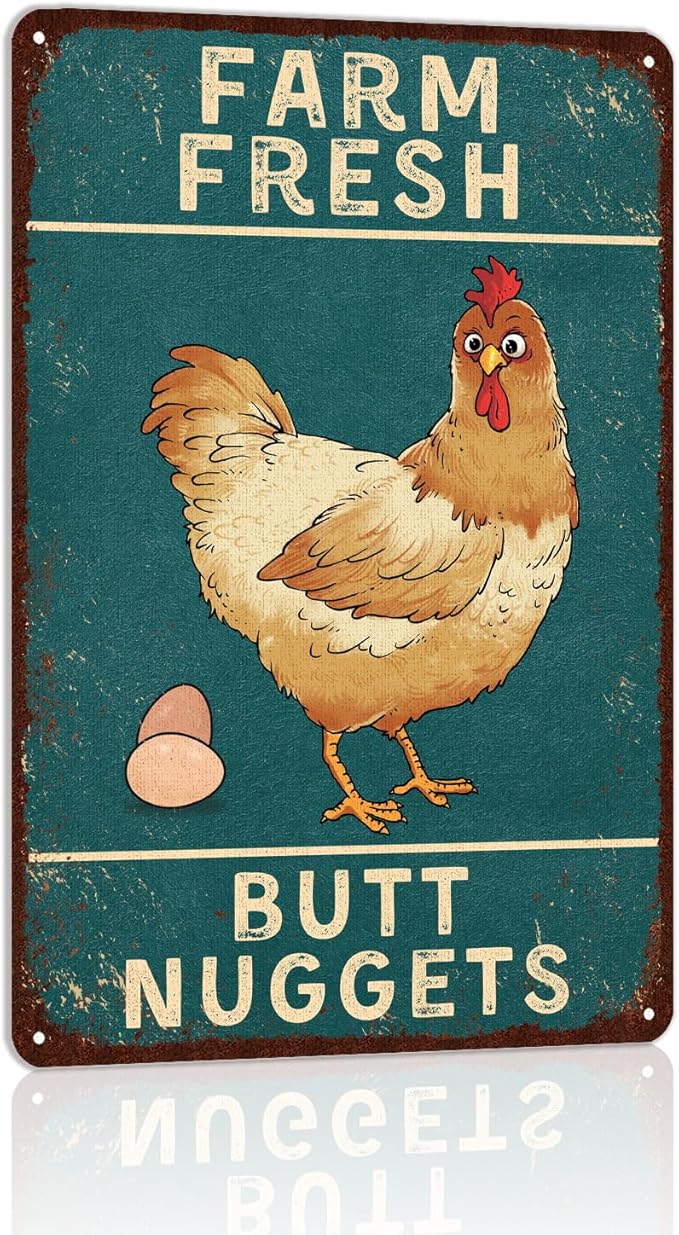 Vintage Chicken Coop Wall Decor farmhouse Metal Tin Sign Funny Chicken Sign