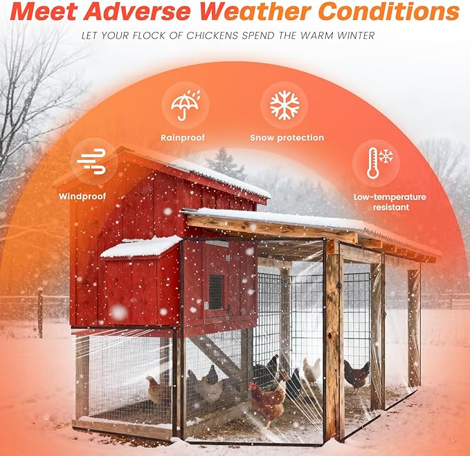 7 x 13 FT Chicken Coop Cover for Winter, Waterproof Chicken Run Tarp with Rope, Anti-Tear Chicken Coop Insulation Windproof Winterizing Cover for Porch Patio Poultry Cage