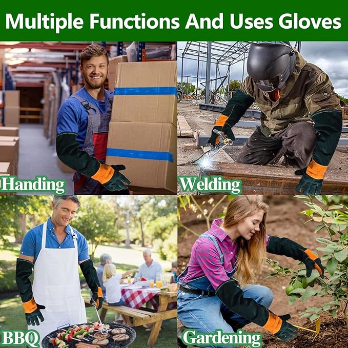 Animal Handing Gloves Bite Proof,Leather Welding Gloves,Multipurpose Puncture Proof Glove for Dog,Cat,Reptile,Snake