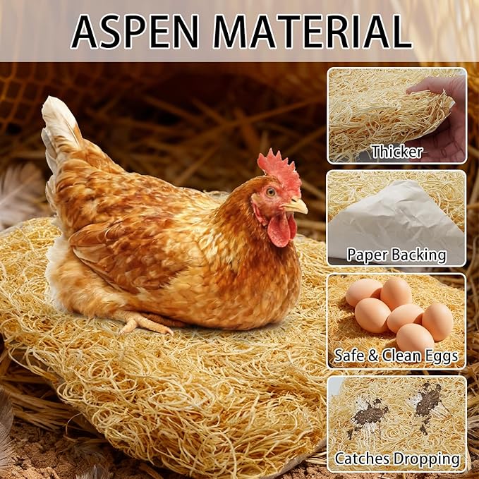 Cheardia 8 Pack Nest Box Pads for Chicken Nesting Boxes, Extra Thick 13 Inch Nesting Pads Bedding for Laying Hen Chicken Coop, Natural
