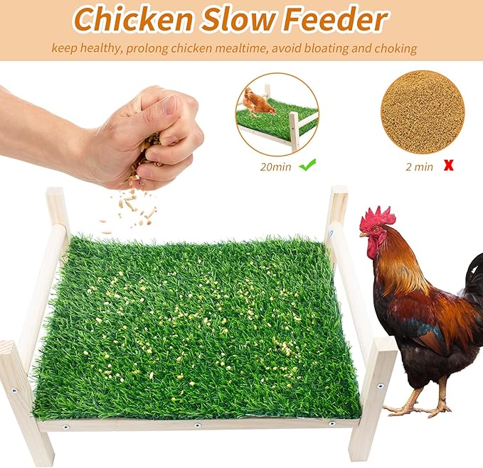 FlidRunest Extra-Large Wooden Chicken Toys, Natural Chicken Foraging Bed Toy for Coop, Multifunctional Training Perch Stand and for Poultry Chick, Hens, Rats
