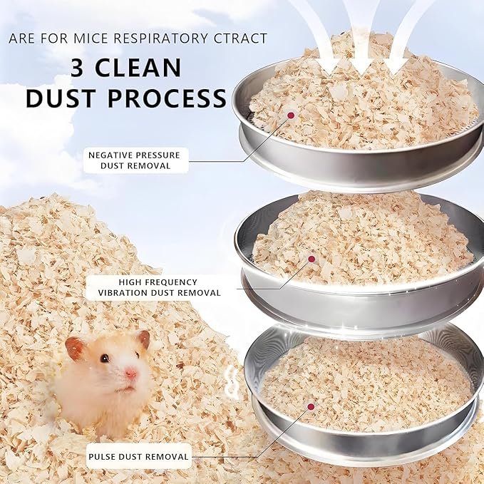 4 LB Hamster Bedding, Sawdust, Wood Shavings, Pine Shavings, Rabbit Beddings, Rat Beddings, Small Animal Bedding, Wood Chips for Pets (4LB)