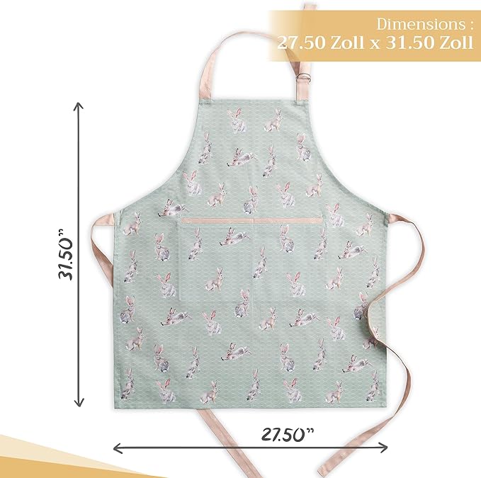 Maison d' Hermine 100% Cotton Apron for women with Pocket Kitchen Chef Apron for Men Cooking Easter Decorations