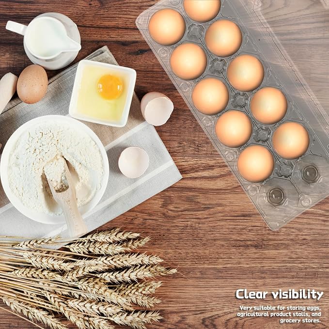 Septo 2 x 6 Plastic Egg Cartons for 12 Eggs,50 Pcs Egg Cartons Cheap Bulk Clear Reusable Tray Refrigerator Chicken Farm Markets