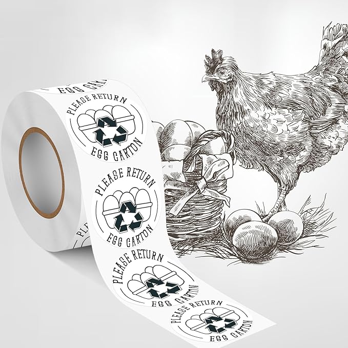 Louise Maelys 2 Inch Egg Carton Stickers - Market Egg Handling Stickers 500 Pcs Waterproof Please Retrun Egg Carton Lables for Egg Producers,Organic Farms,Farmers’Markets