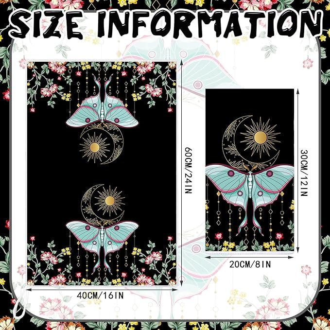 Boyiee Set of 6 Witchy Kitchen Towels Boho Tea Towels Absorbent Mushroom Floral Dish Towels 24 x 16'' Gothic Dish Towels Sun Moon Star Butterfly Hand Towels Gifts for Farmhouse Kitchen Bathroom