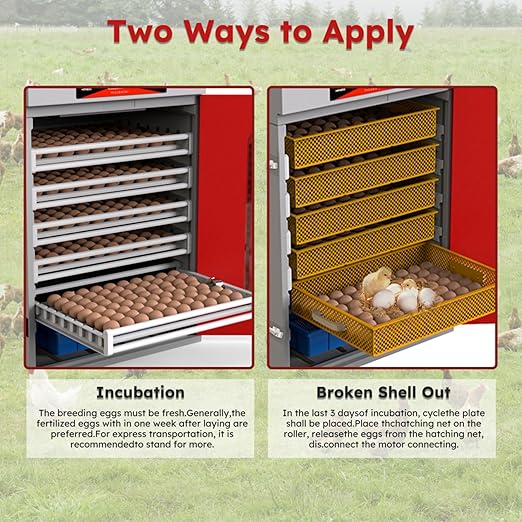 Cabinet Incubator for Hatching Eggs,400 Eggs Incubator with Automatic Egg Turning and Humidity Control,Commercial Large Cabinet Hatcher for Chicken, Duck, Quail,Birds Eggs (Red,400-Egg)
