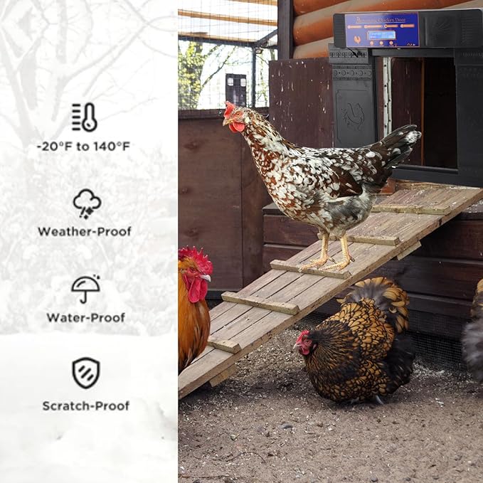 Solar Automatic Chicken Coop Door, Wireless Remote Control Timing Opener with Light Sensor for Chickens Ducks Geese, Dual Power Anti - Pinch Safety Design (Black)