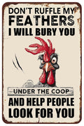 Funny Chicken Signs Chicken Coop Accessories Rooster Decorations Chicken Stuff For Farmhouse Farm Decor Don't Ruffle My Feathers 12x8 Inches