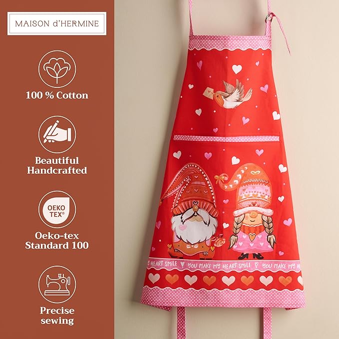 Maison d' Hermine 100% Cotton Apron for women with Pocket Kitchen Chef Apron for Men Cooking Easter Decorations