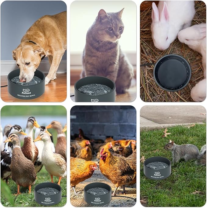 Large Heated Water Bowl, Outdoor Heated Dog Bowl with Chew Resistant Power Cord, Thermal Bowl Provide Drinkable Water in Winter, Heated Pet Bowl for Cat Rabbit Chicken Duck Squirrel 0.85 Gal
