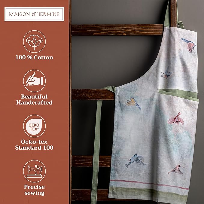 Maison d' Hermine 100% Cotton Apron for women with Pocket Kitchen Chef Apron for Men Cooking Easter Decorations