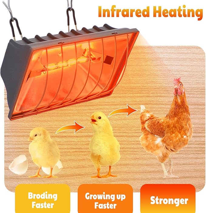 4 Pcs 250w Chicken Coop Heat Lamp Replacement Light Bar Chicken Brooder Heat Lamp Replacement for Chicken Livestock Dogs Sheep Pets Brooder Heater, 4.65 x 0.39 Inch, Heat Lamp Not Included