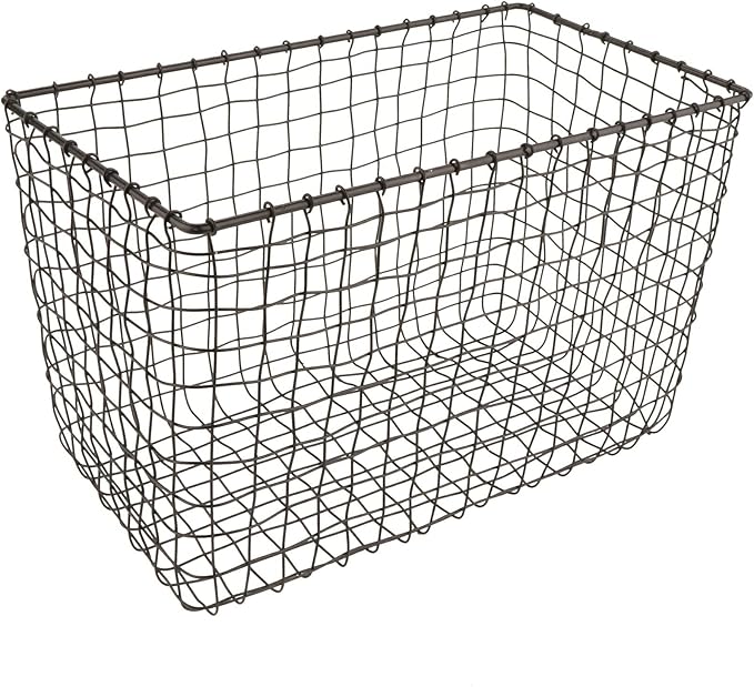 G.E.T. WB-303-MG Heavy Duty Iron Wire Utility Storage Bin/Basket, Rectangular, 15" x 8" x 10"