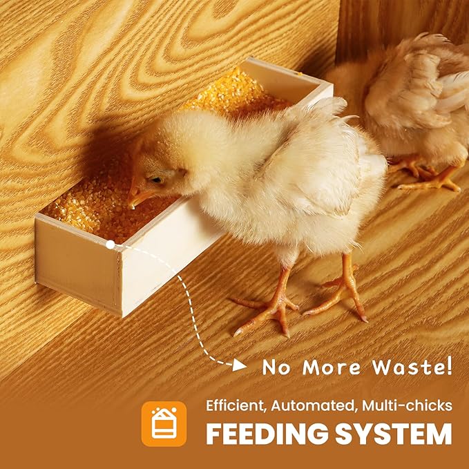Brooder for Chicks, 32" Chicken Brooder with Feeding & Watering System, Upgrade Sliding Door Design, Super Easy to Clean Up to 30 Chicks 32" L x 16" W x 16" H
