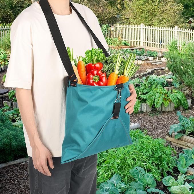 Large Fruit Picking Bag, Waterproof 600D Oxford Cloth Fruit Storage Harvest with Quick Discharge Bottom, Heavy Duty Garden Apron Pouch for Outdoor Orchard, Farm, Garden, Vegetable, Fruits