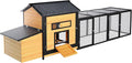 118'' Large Chicken Coop with Run, Wooden Duck Hen House for 3-5 Chickens, Outdoor Chicken Run Poultry Rabbit Cage with Nesting Box, Free-Range Door & Pull-on Tray Black