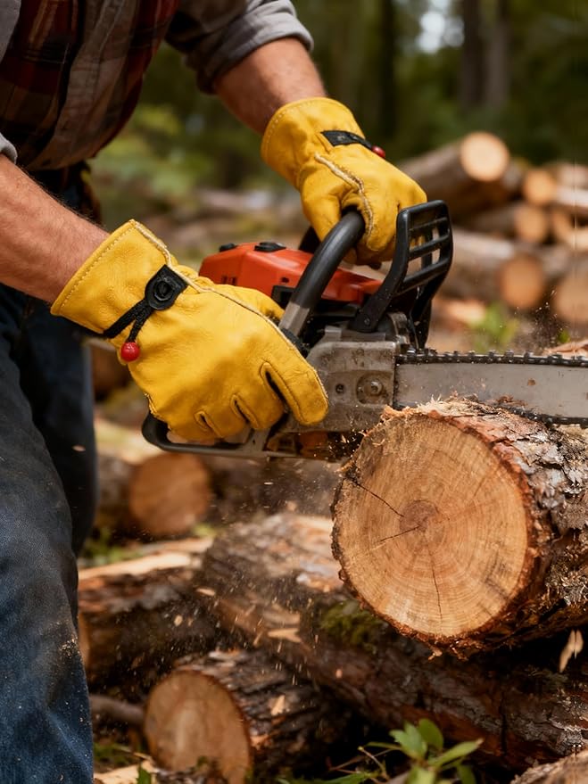 (Large (3 Pair)) Leather Work Gloves for Gardening/Cutting/Construction/Motorcycle/Farm, Men & Women, Cowhide Work Gloves