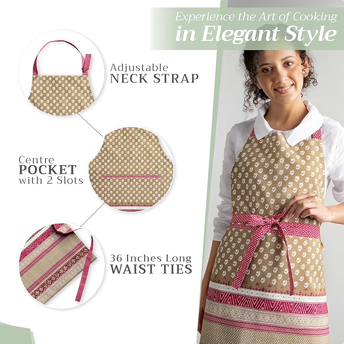 Maison d' Hermine 100% Cotton Apron for women with Pocket Kitchen Chef Apron for Men Cooking Easter Decorations