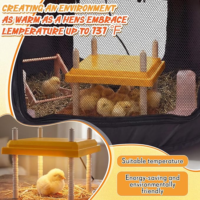 Brooder Box for Chick Starter Kit, 42 in Dual Door Chicken Brooder Pen/Playpen/Tent with 10×10 in Heating Plate, Nesting Pad, Chicks Feeder&Waterer, Chick Perch up to 15 Chicks, Duck, Quail