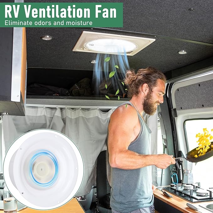 VIHOSE Rv Solar Ventilation Fan White ABS Solar Powered Ceiling Vent Exhaust Fan for RV, Camper, Marine, Shed, Trailer, Chicken Coop, Dog House, with Mounting Screws, Easy Install