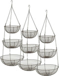 RSVP International Hanging Storage Collection 3-Tier Baskets, Bronze Woven Wire (Pack of 3)