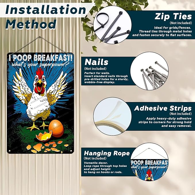 Funny Chicken Decorations For Kitchen Chicken Tin Sign Chicken Gifts 12x8 Inch