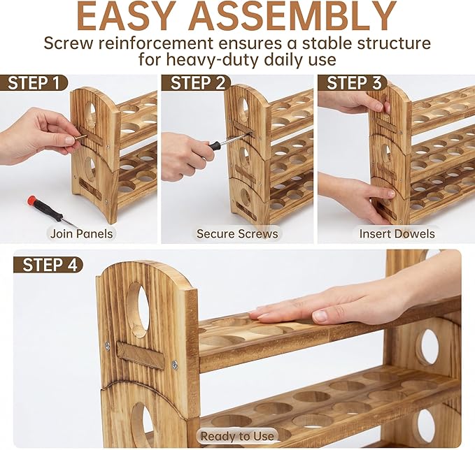 Wooden Egg Holder, 3 Tier 36 Egg Capacity, Farmhouse Egg Holder for Countertop, Stackable Egg Storage Rack for Fresh Eggs, Rustic Wooden Egg Organizer with Handles for Kitchen Counter