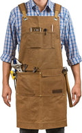 Woodworking Shop Aprons for Men and Women | 16 oz Durable Waxed Canvas Work Apron with Pockets | Cross-Back Straps | Adjustable Tool Apron Up To XXL | Gift for Woodworker - Bring a Smile to Their Face