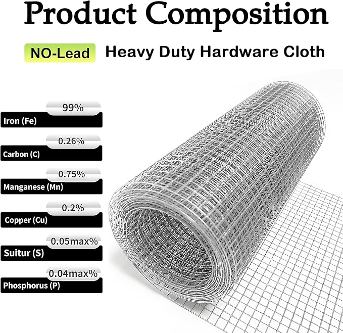 Hardware Cloth 1/4 inch 4IN x20FT Galvanized After Welding 23 Gauge,Chicken Wire Mesh Screen Fence, Heavy Duty Wire Mesh Roll for Chicken Pen/Coop Fences, Garden Fences,Poultry Netting Cage
