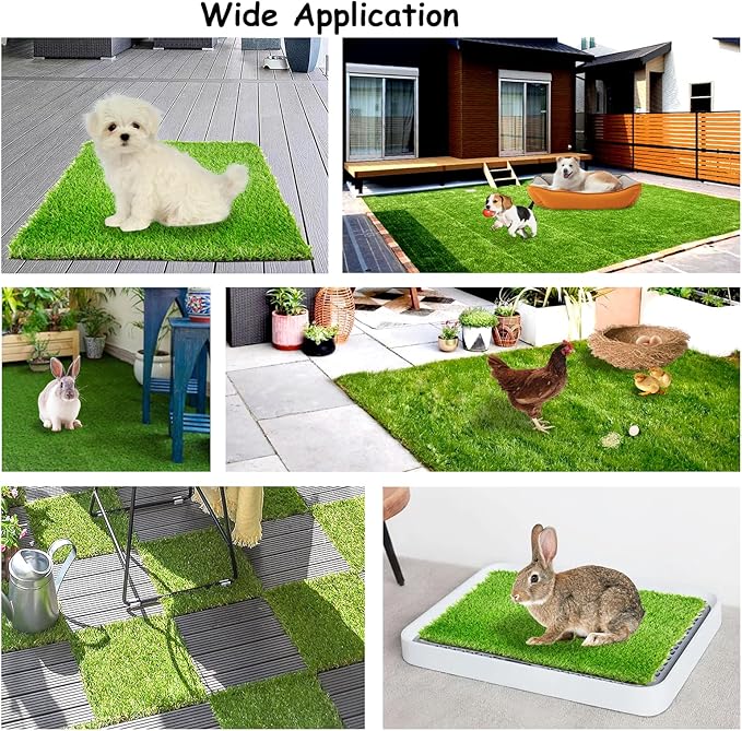 4 Pack Washable Chicken Nesting Pads Artificial Grass Rug Carpet Cuttable Chickens Nest Box Bedding Liners for Hen Coop Egg Duck Chicks Goose