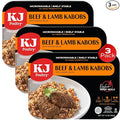 KJ Poultry Kosher Ready Meals - Beef Lamb Kabob & Quinoa, MRE Meat Meals Ready to Eat (3 Pack) Prepared Entree Fully Cooked, Shelf Stable Microwave Dinner Travel, Military, Camping, Emergency Survival