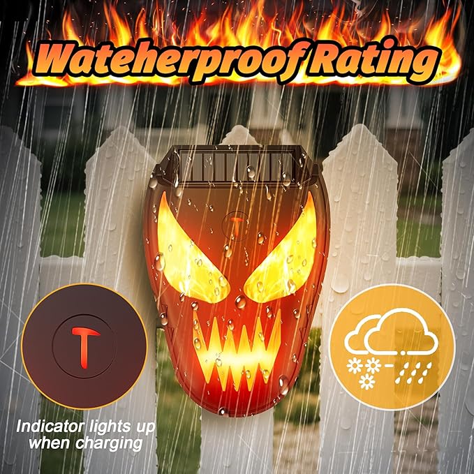 Solar Coyote Deterrent Predator Lights - Nocturnal Animal Repeller with Red LED Flashing Lights for Chicken Coop, Yard & Garden Protection Against Raccoons, Foxes, Deer, Skunks, Hawks 4 PCS