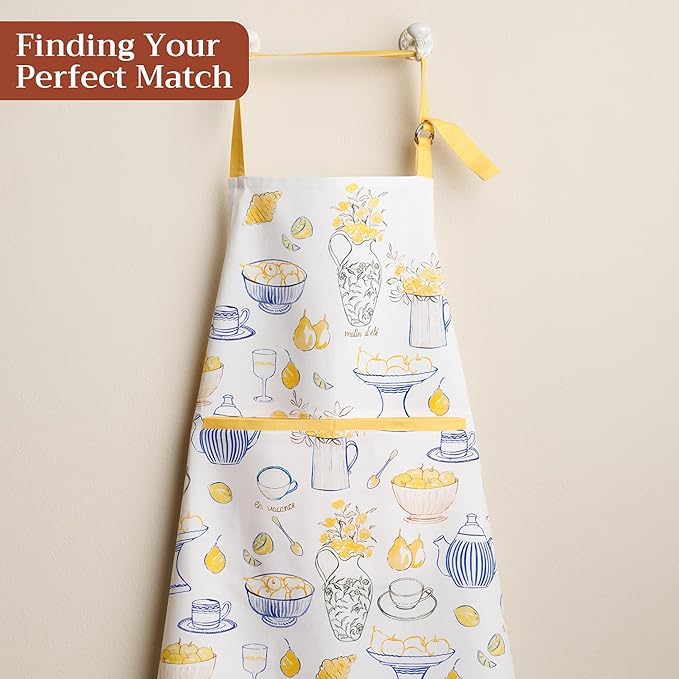 Maison d' Hermine 100% Cotton Apron for women with Pocket Kitchen Chef Apron for Men Cooking Easter Decorations