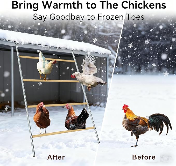 Chicken Roosting Ladder, 55" L x 40" W, 4-Level A-Frame Perch with Metal Frame, Multiple Wood Bars for Poultry Coop
