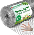 Amagabeli Hardware Cloth 1/2 inch 48 x 100 ft 19 Gauge Chicken Wire Fence Hot-Dipped Galvanized After Welding Welded Wire Fencing Mesh Roll Plant Support Gopher Snake Rodent Rabbit Poultry Netting