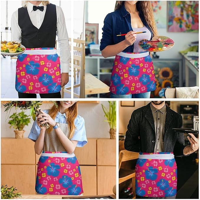 Short 3 Pockets Waist Waiter Waitress Half Apron Waterproof Chef Aprons