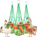 3PCS Chicken Vegetable Hanging Feeder, Chicken Vegetable and Fruit String Bag, Chicken Toys for Coop, Chicken Cabbage Feeder, Hanging Chicken Feeder with Hook for Hens Goose Duck (3PCS Green)