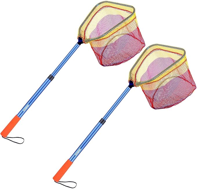 Kids Fishing Net - Telescoping Bait, Minnow, and Butterfly Net With 11.4" Depth, Handle Extends to 30" for Easy Catch and Release